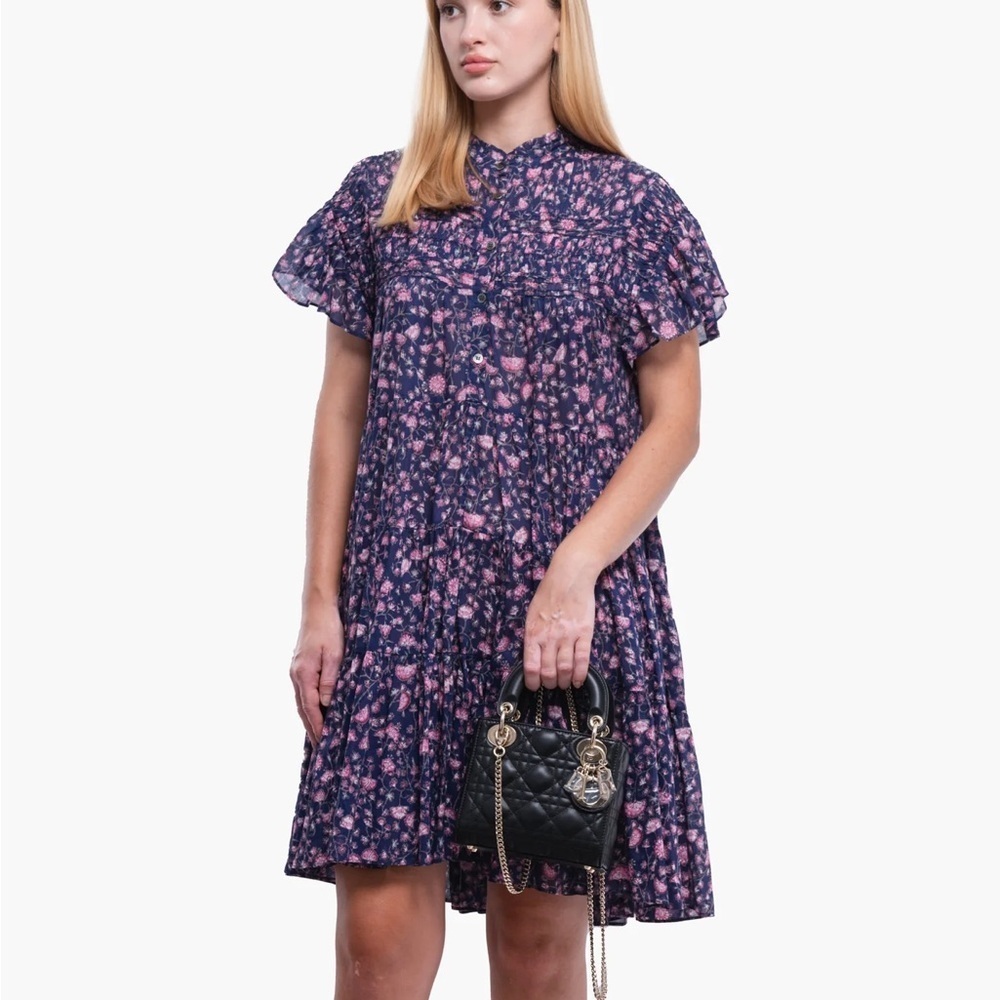Isabel Marant‎ Purple ÉTOILE Dress Floral Short Sleeve Lanikaye Midnight